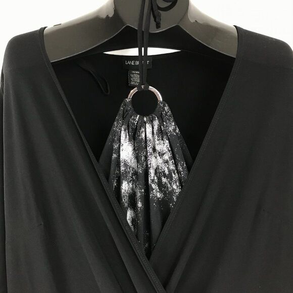 Lane Bryant Faux Wrap Dress Women's Plus Size 14/16W Halter Neck Stretch Knit - Picture 4 of 10